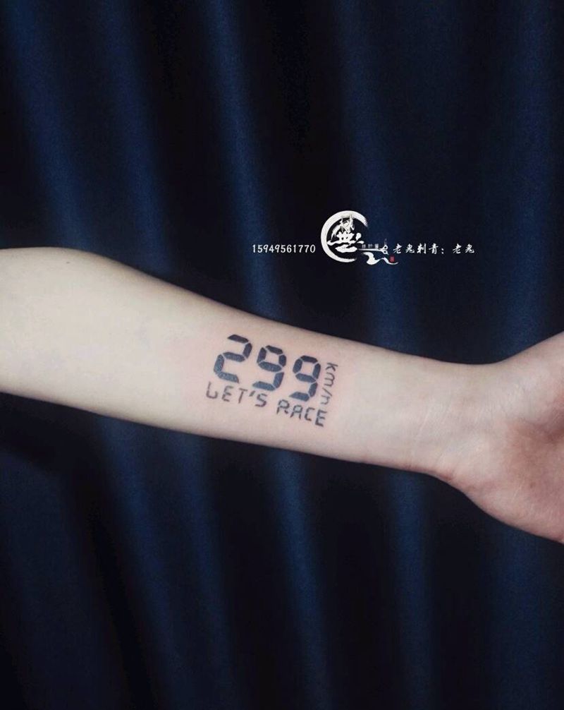 码表速度纹身图片_欧美字符成品纹身图案