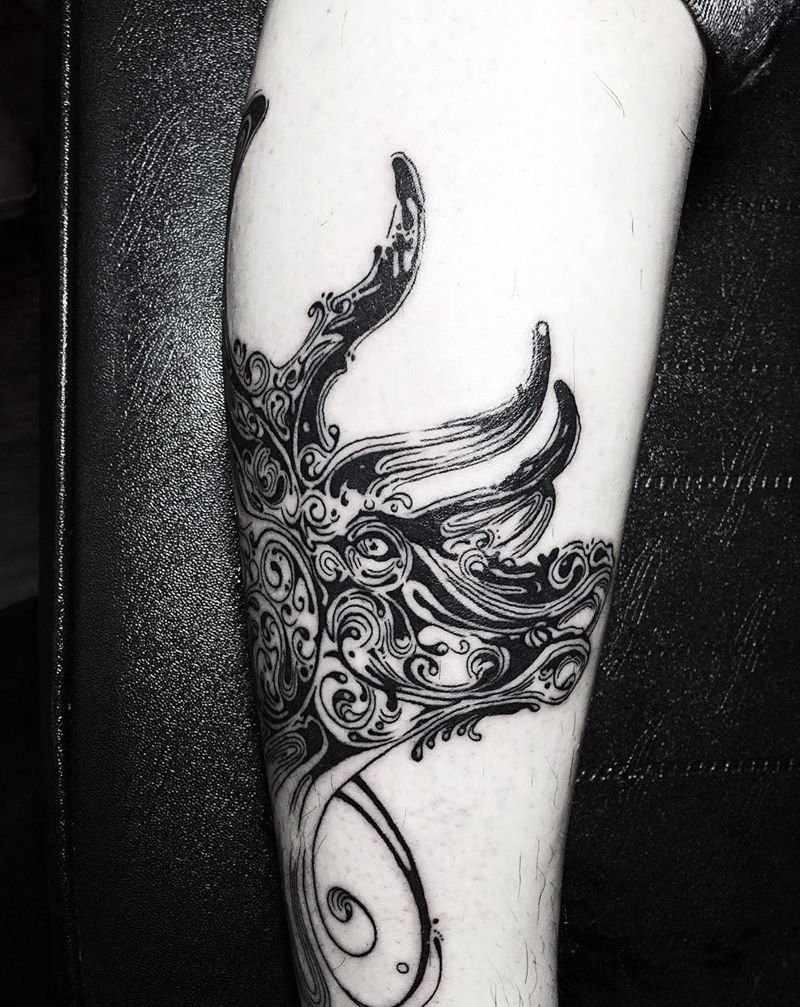 插画风 鹿纹身图片