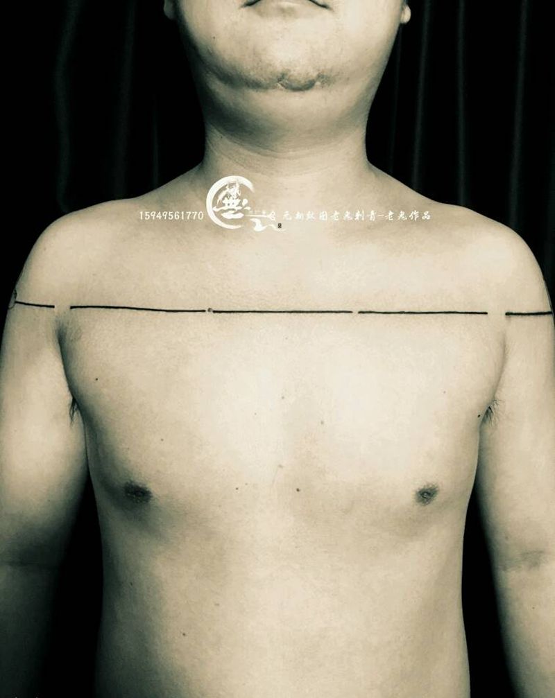 线纹身图片_胸部手臂线纹身图案