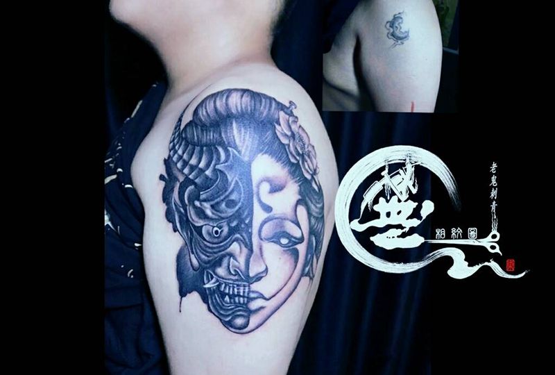 遮盖纹身图片_手臂传统纹身图案