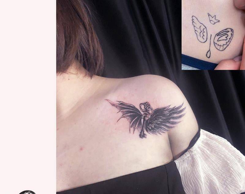 遮盖纹身图片_肩部纹身图案