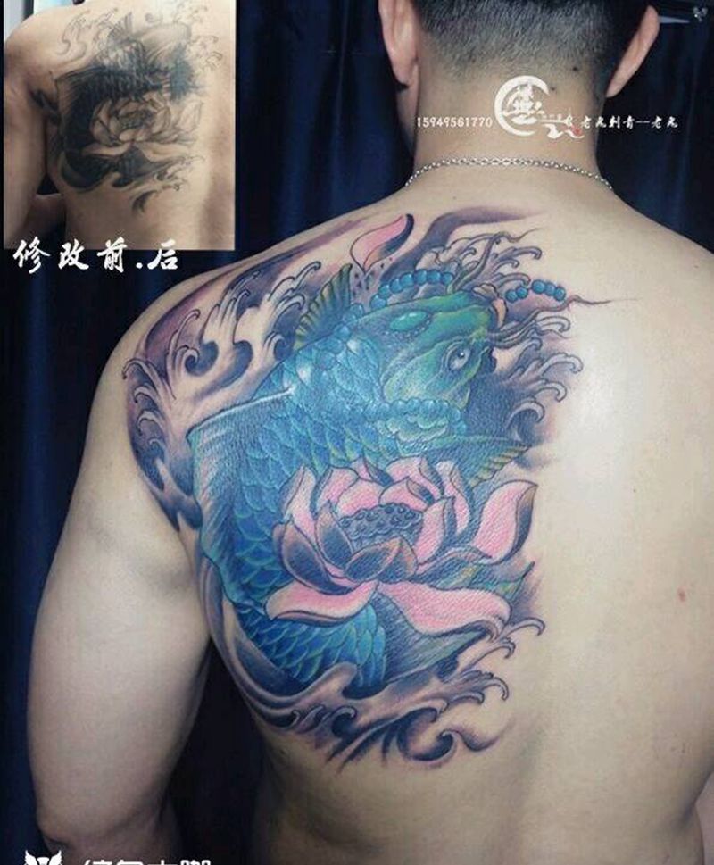 修改作品纹身图片_肩部传统成品纹身图案