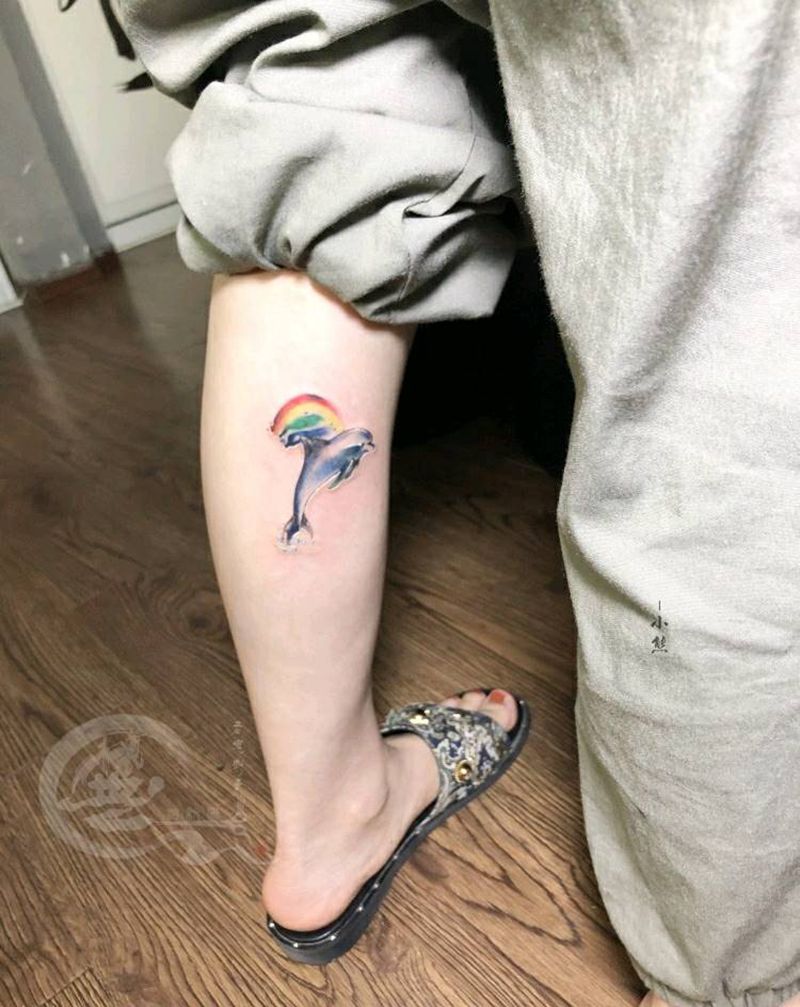 疤痕遮盖纹身图片_脚部水彩纹身图案