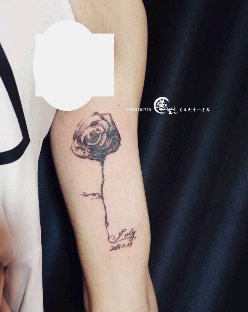 素花纹身图片_手臂欧美成品纹身图案