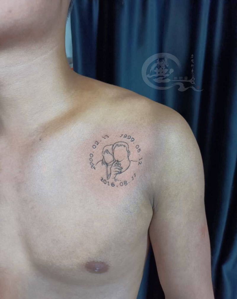 简笔画纹身图片_胸部纹身图案