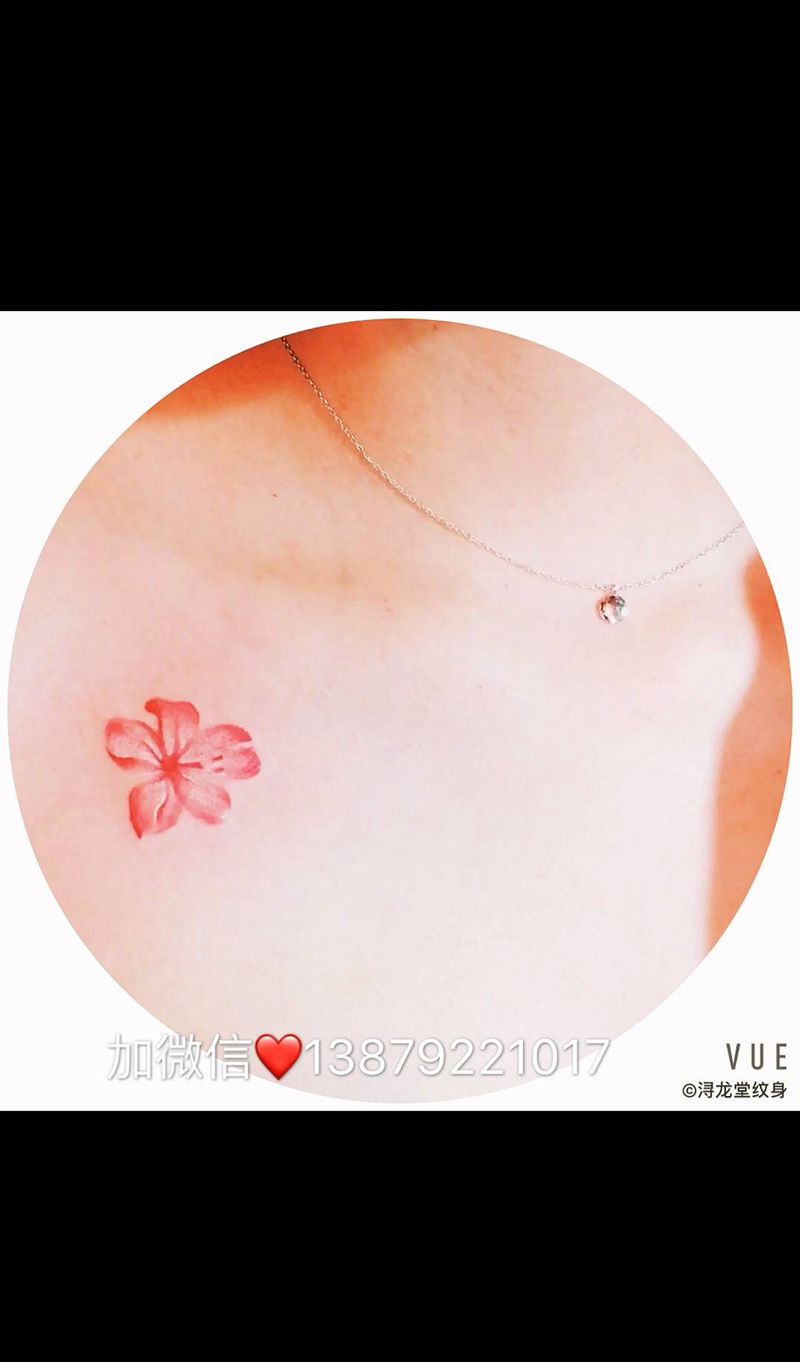 锁骨小纹身纹身图片_植物原创彩色字符胸部肩部纹身图案