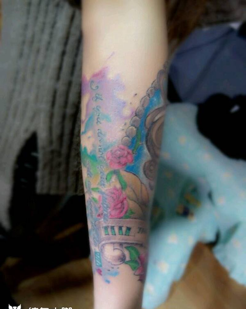 美女野兽纹身图片_手臂欧美成品纹身图案