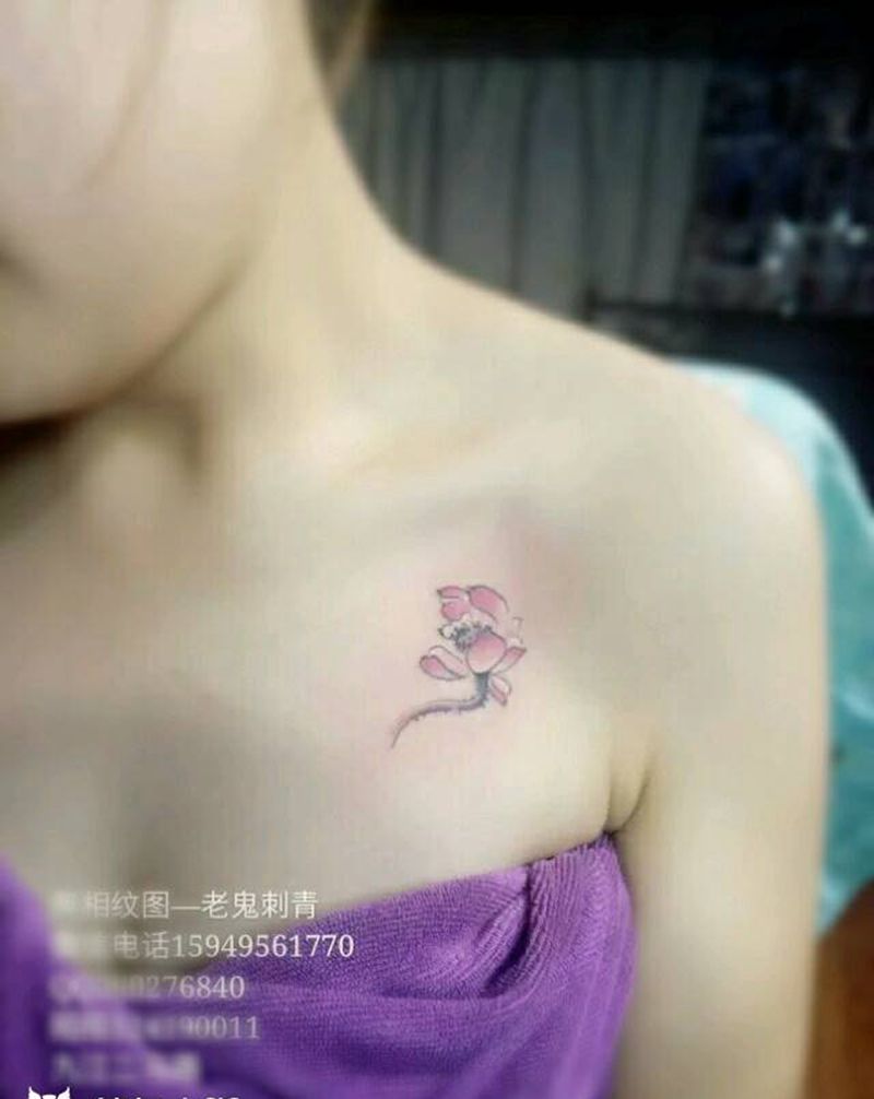 小清新纹身图片_胸部清新成品纹身图案