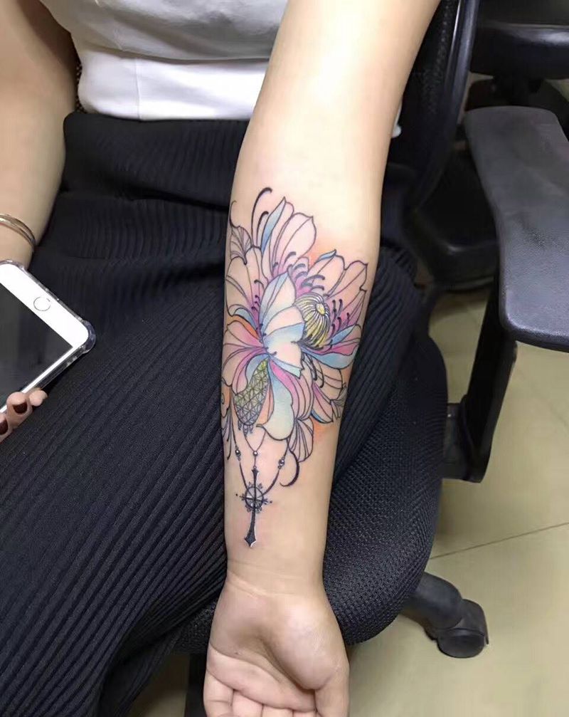 插式简笔牡丹纹身图片