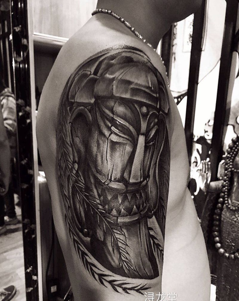 长生柱纹身图片_手臂纹身图案