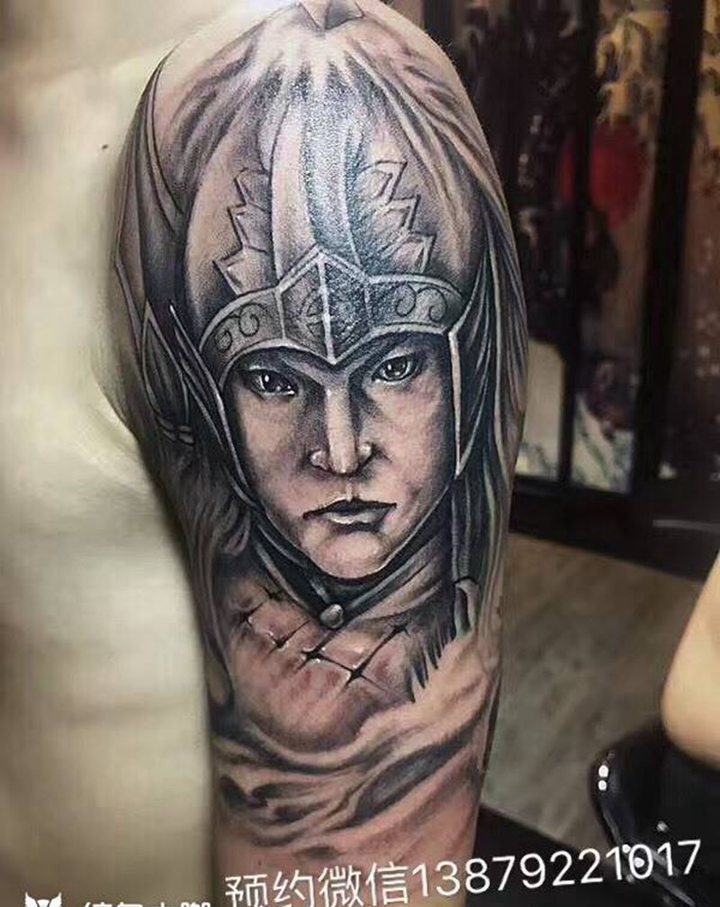 赵云纹身图片_肖像人物原创成品手臂纹身图案