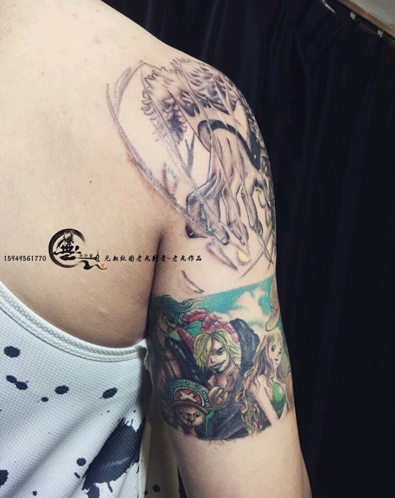 海贼王纹身图片_手臂动漫纹身图案