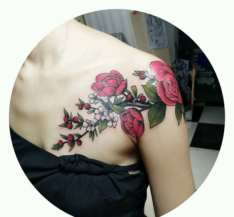 披肩花  遮盖作品纹身图片