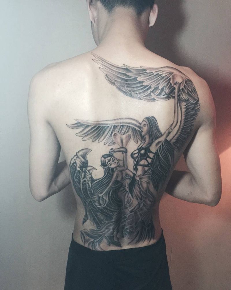 满背天使作品纹身图片