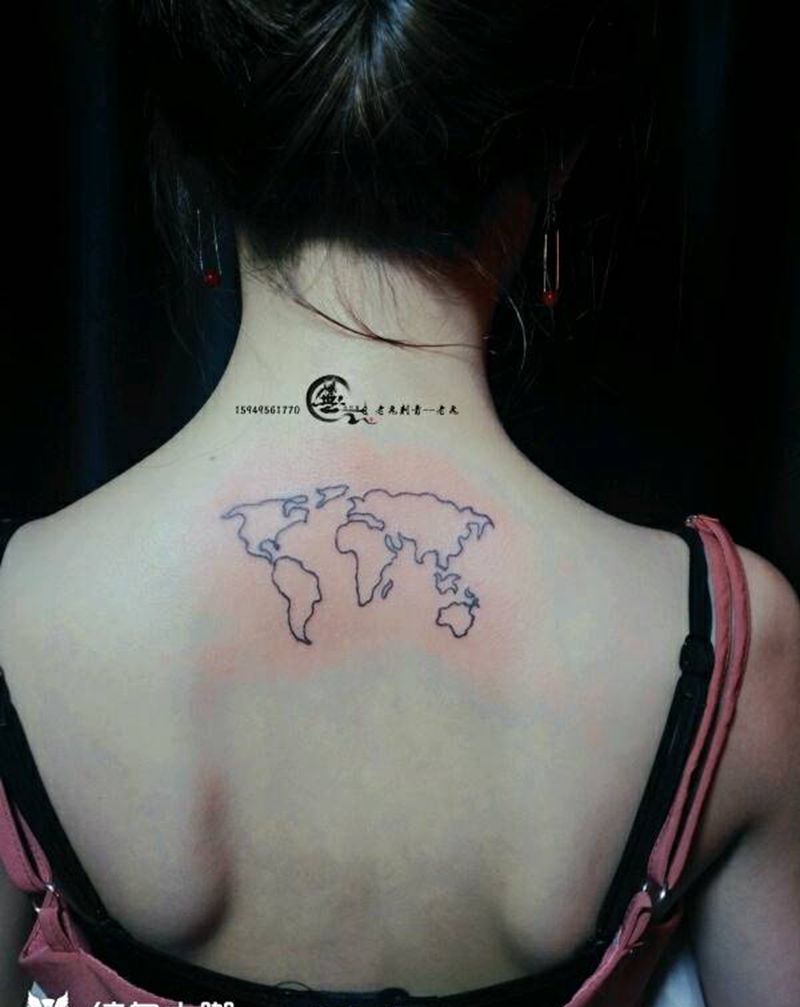 小清新纹身图片_颈部欧美清新成品纹身图案