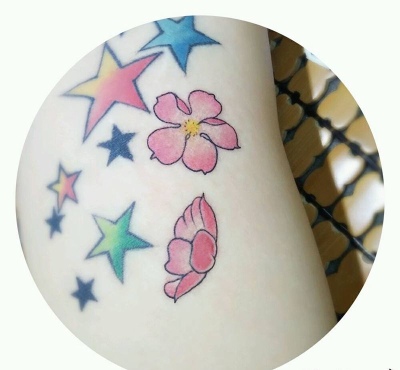 樱花 遮盖肥胖纹纹身图片