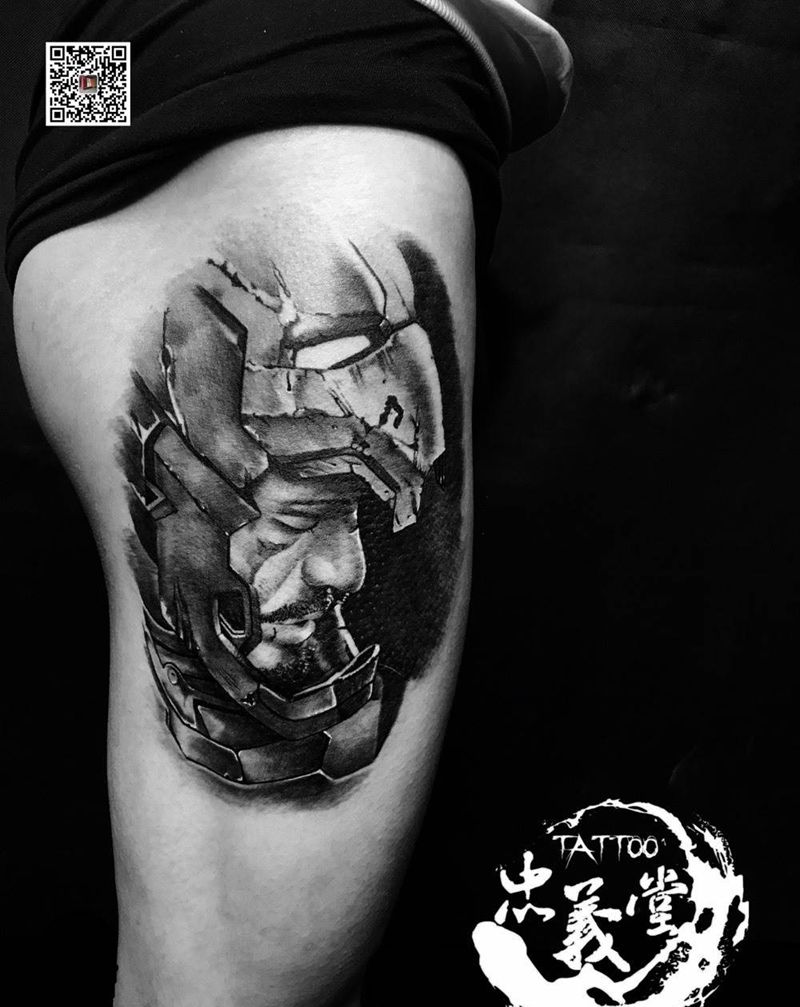 写实纹身图片_腿部欧美写实纹身图案