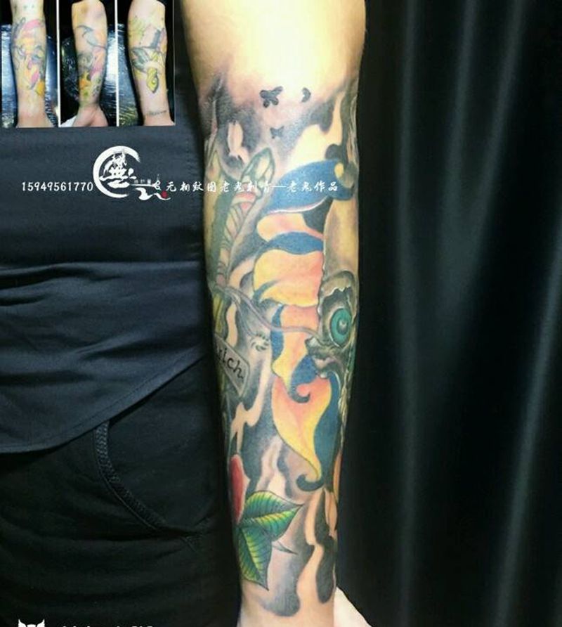 老图修改添加纹身图片_手臂Old School修改纹身图案