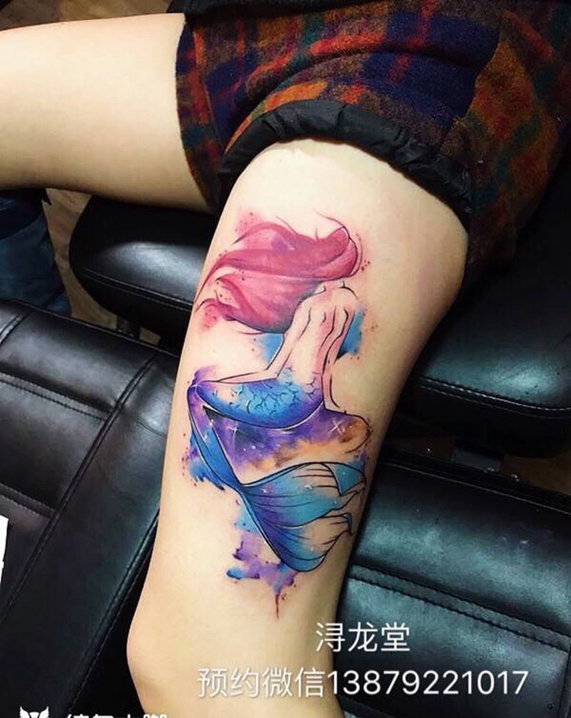 彩色美人鱼纹身图片
