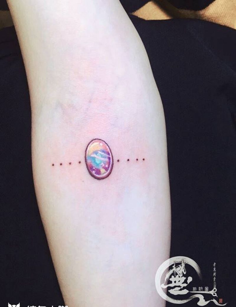 宝石纹身图片_手部水彩纹身图案