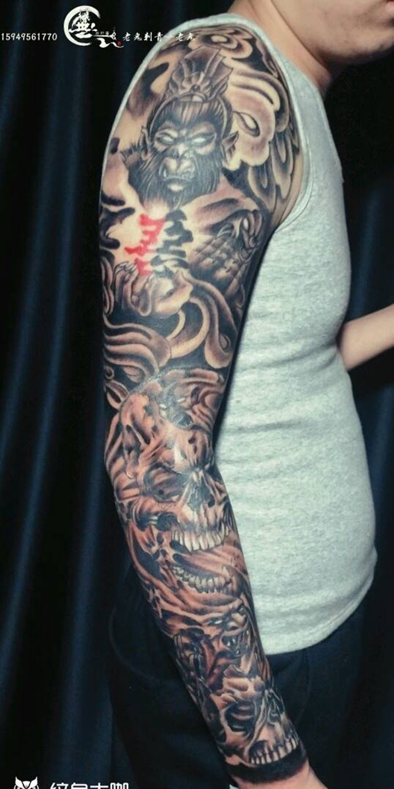 花臂纹身图片_传统成品纹身图案