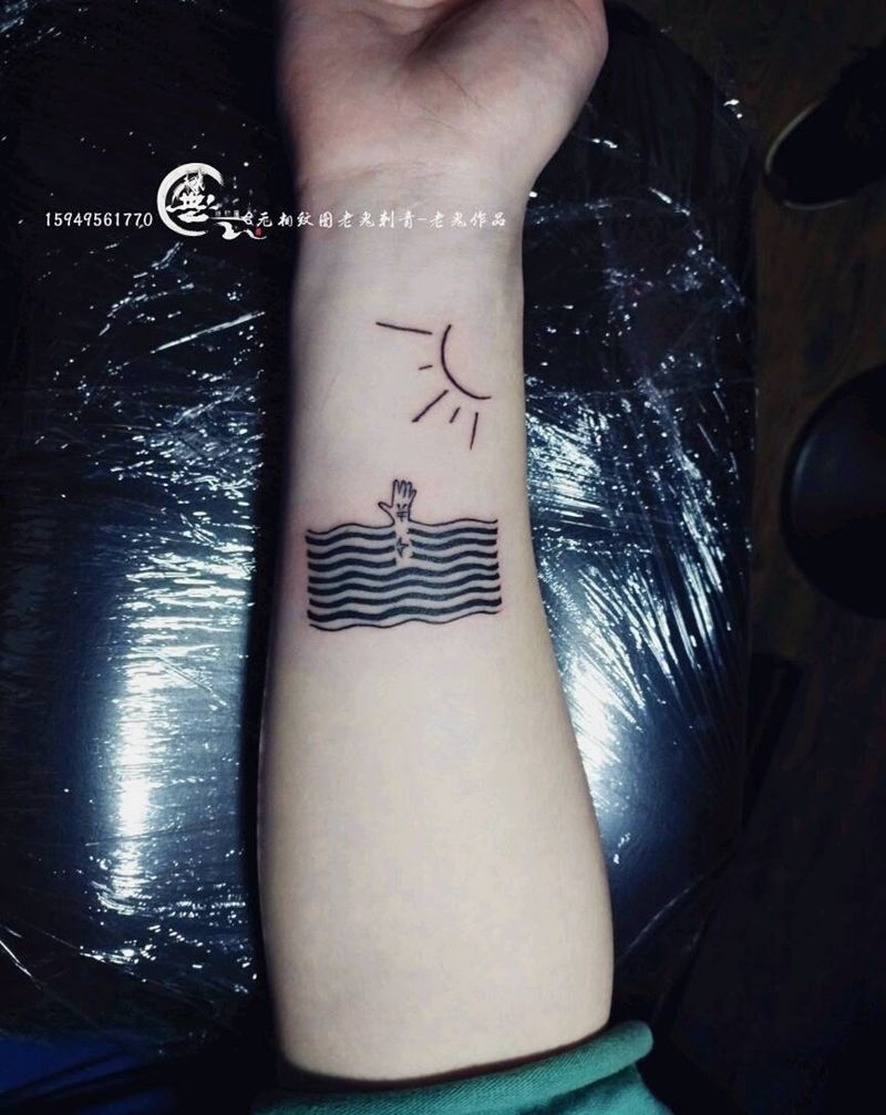 插画纹身图片_手部清新成品纹身图案