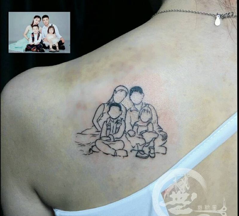 简笔画纹身图片_肩部简笔画纹身图案