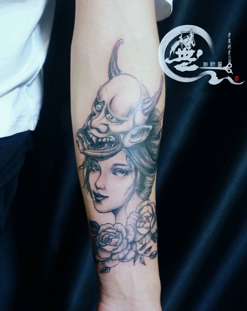 艺妓纹身图片_手臂日式纹身图案