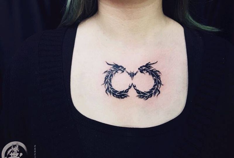 龙之封印纹身图片_胸部图腾纹身图案