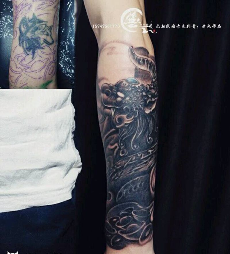 遮盖纹身图片_手臂传统遮盖成品纹身图案