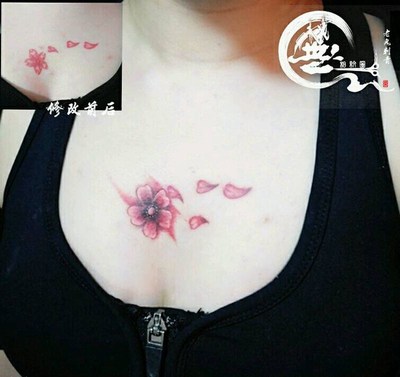 修改失败纹身纹身图片_胸部清新修改成品纹身图案