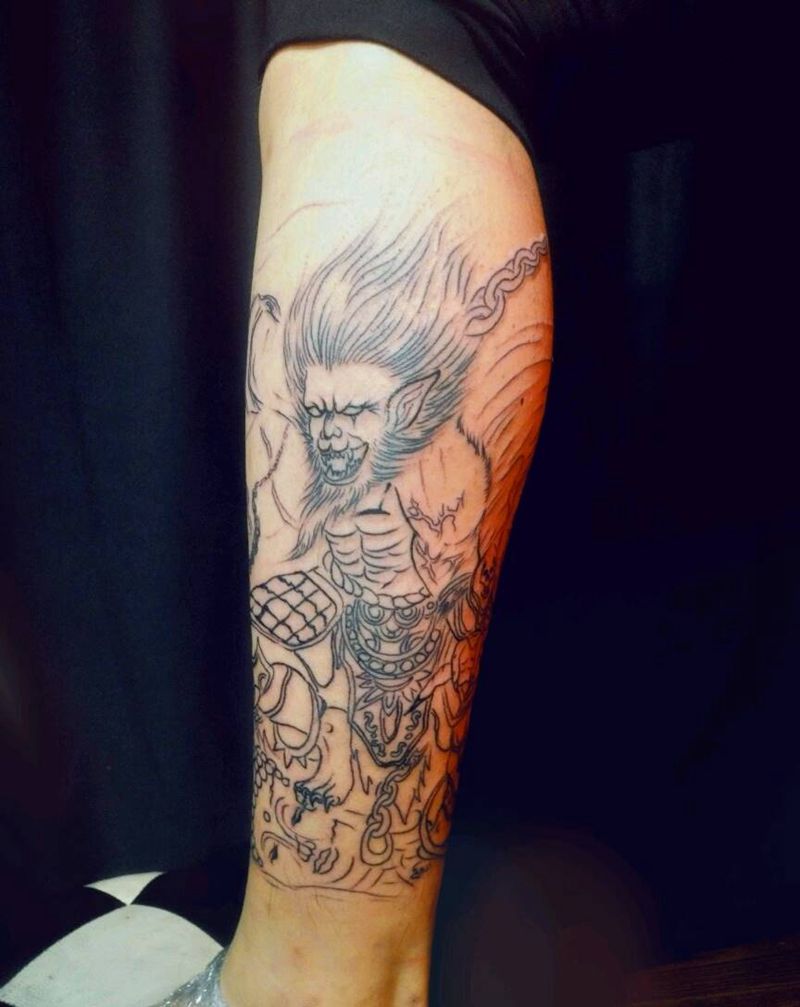 线条纹身图片_脚部半成品纹身图案