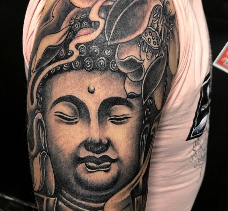 佛像纹身图片_成品手臂传统宗教原创图腾字符几何习俗纹身图案