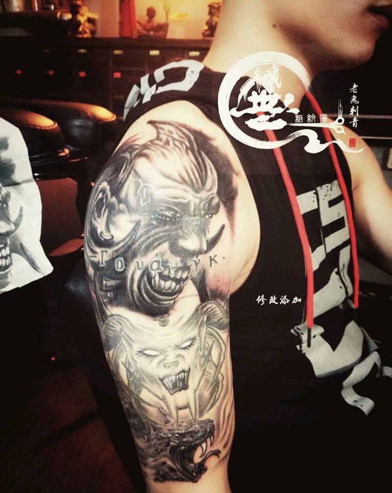 添加修改纹身图片_手臂欧美鬼神成品纹身图案