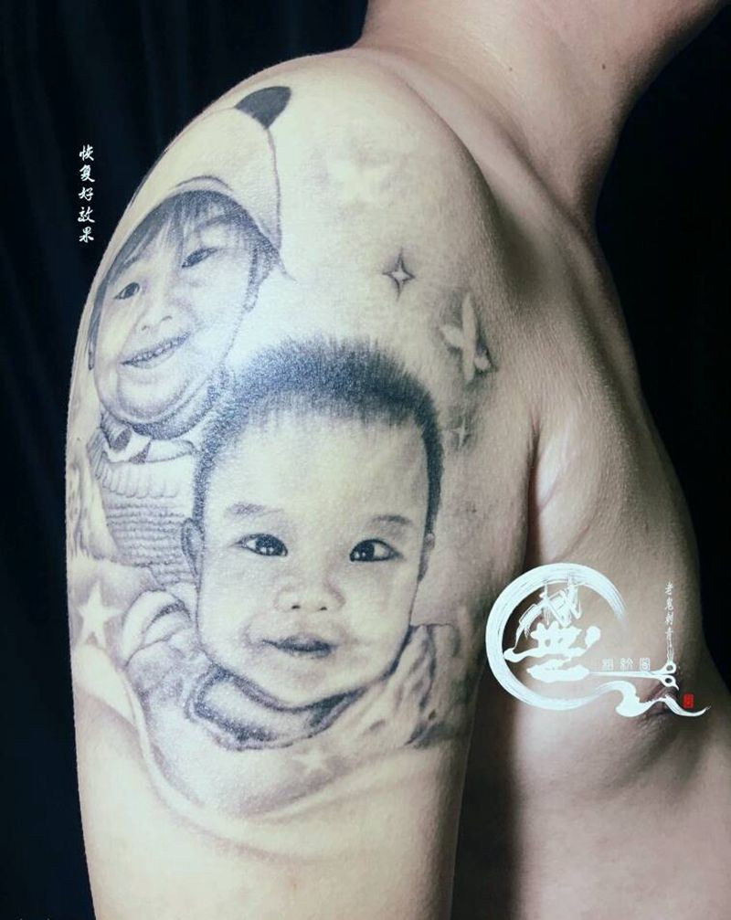 肖像恢复好效果纹身图片_手臂纹身图案
