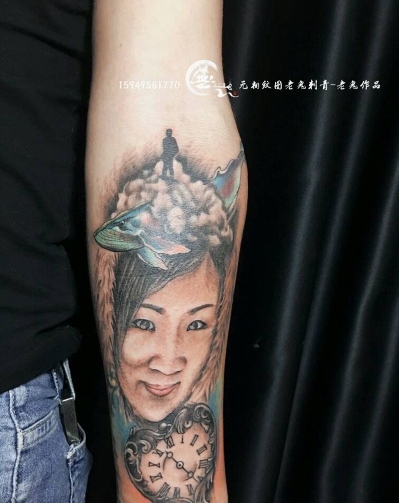 人为肖像纹身图片_手臂欧美写实纹身图案