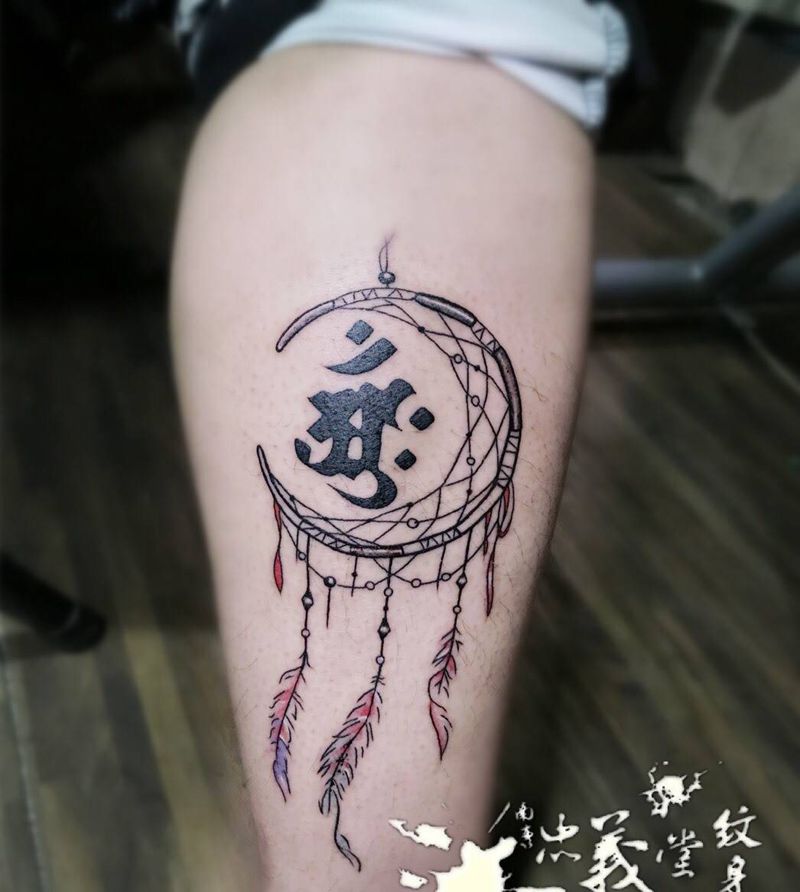 捕梦网➕本命佛字纹身图片_成品脚部习俗清新植物宗教纹身图案