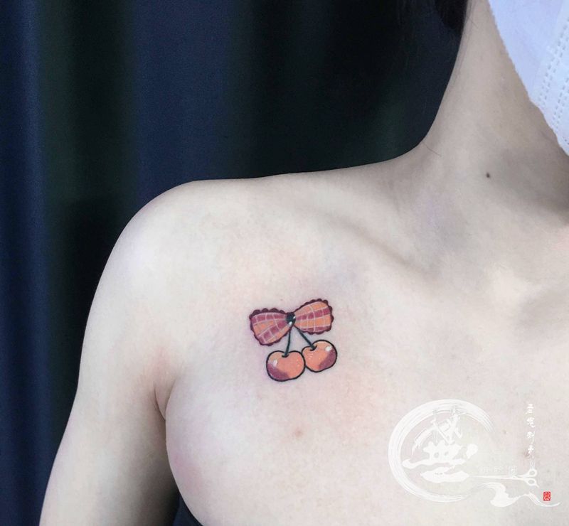 樱桃,情侣纹身纹身图片_手臂肩部纹身图案