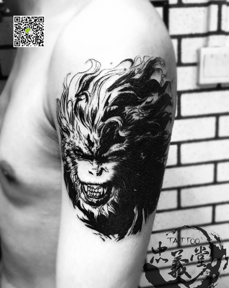 猴头纹身图片_手部手臂图腾纹身图案