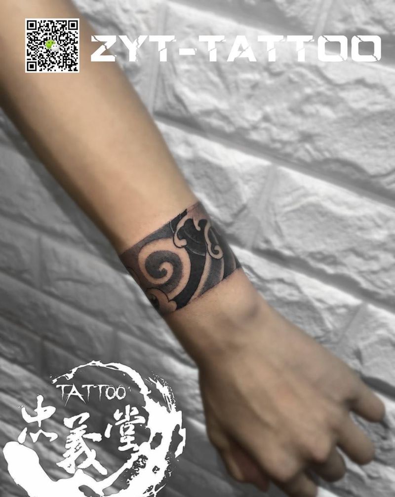 浪花臂环纹身图片