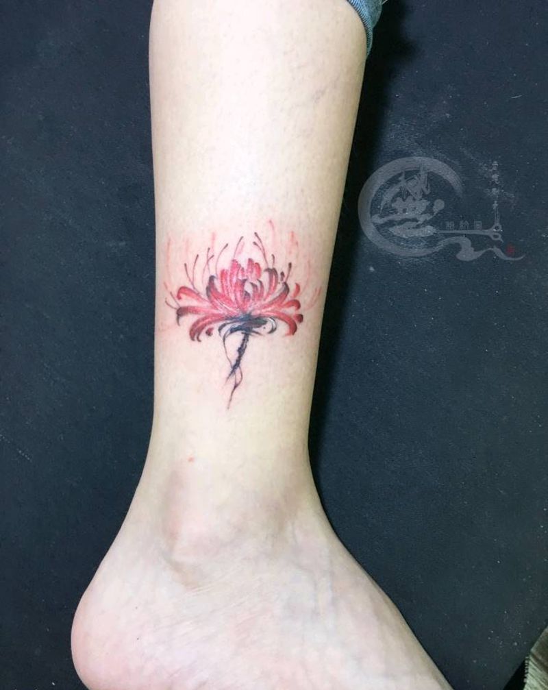 彼岸花纹身图片_腿部纹身图案