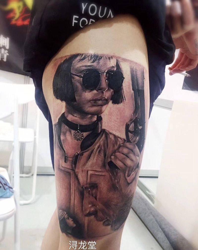 人物纹身图片_腿部纹身图案