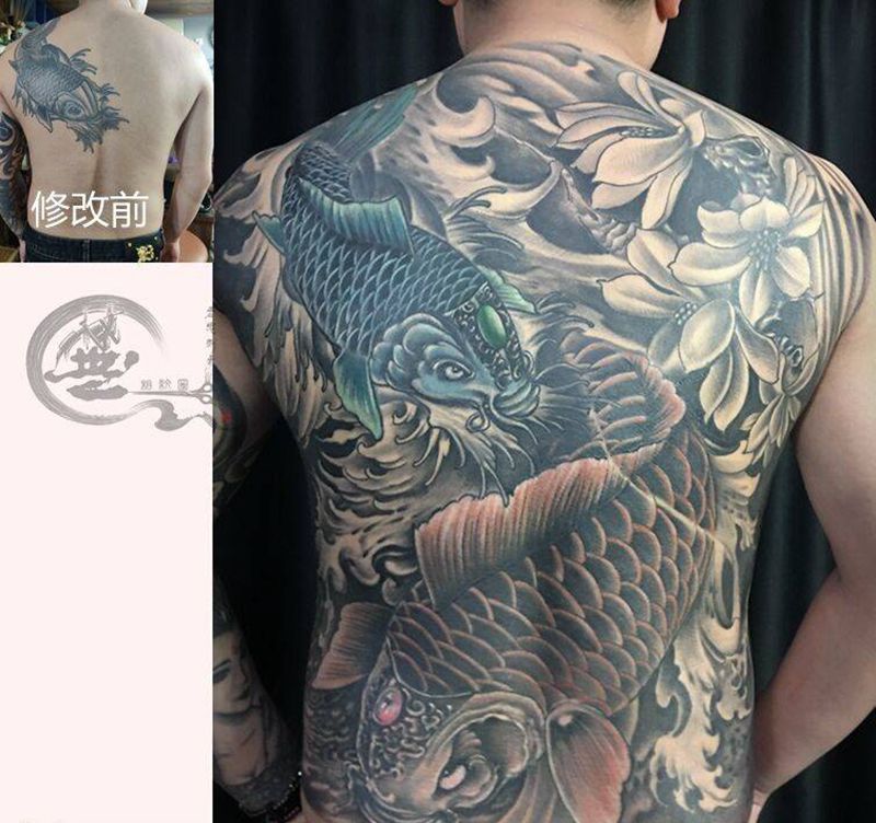 修改添加满背纹身图片_背部传统纹身图案
