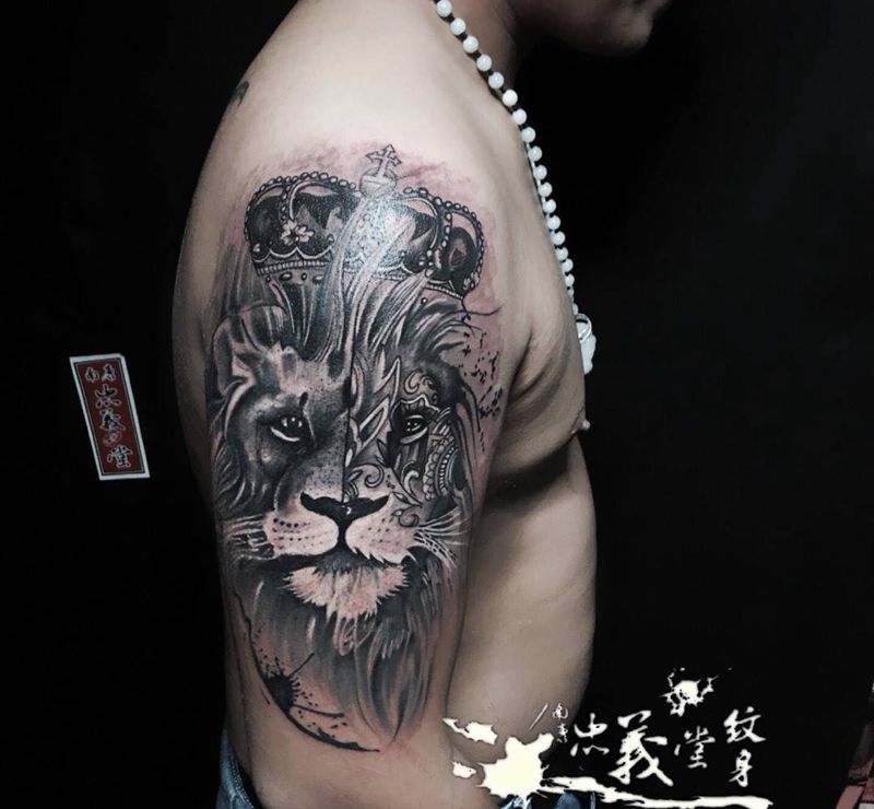 狮子头纹身图片