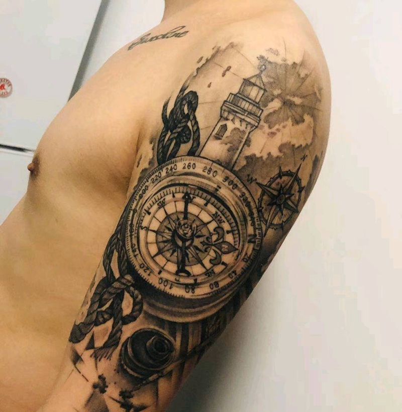 航海纹身图片_手臂欧美写实纹身图案