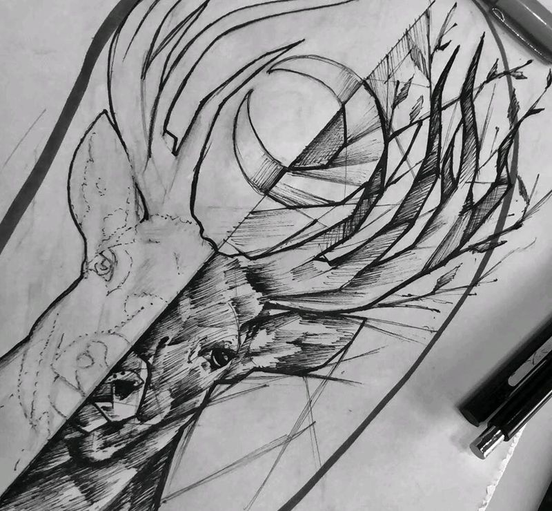 原创鹿纹身图片