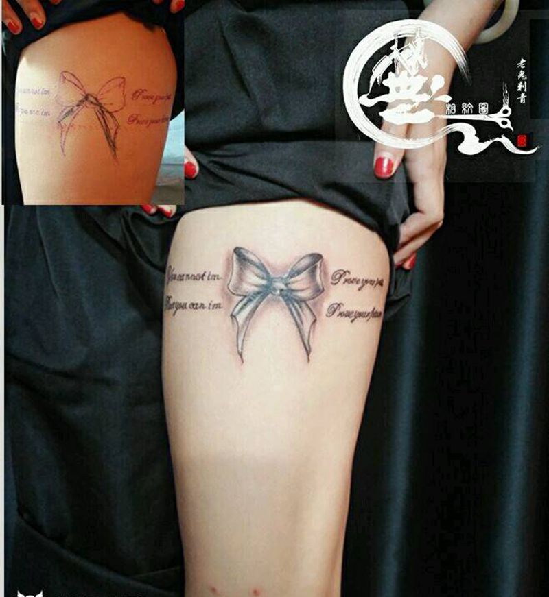 遮盖作品纹身图片_腿部原创遮盖成品纹身图案