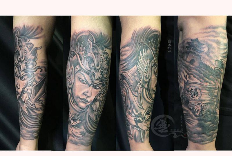 赵云纹身图片_手臂新传统纹身图案