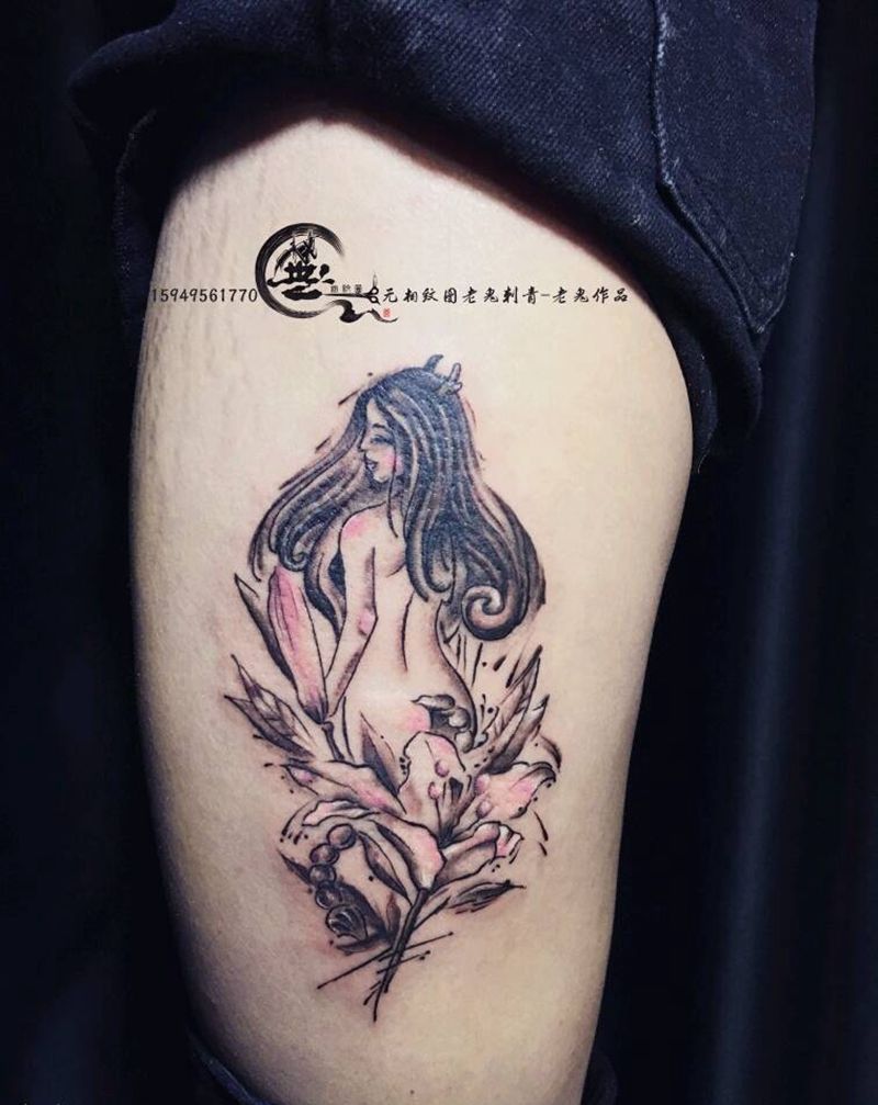 唯美纹身图片_脚部唯美纹身图案