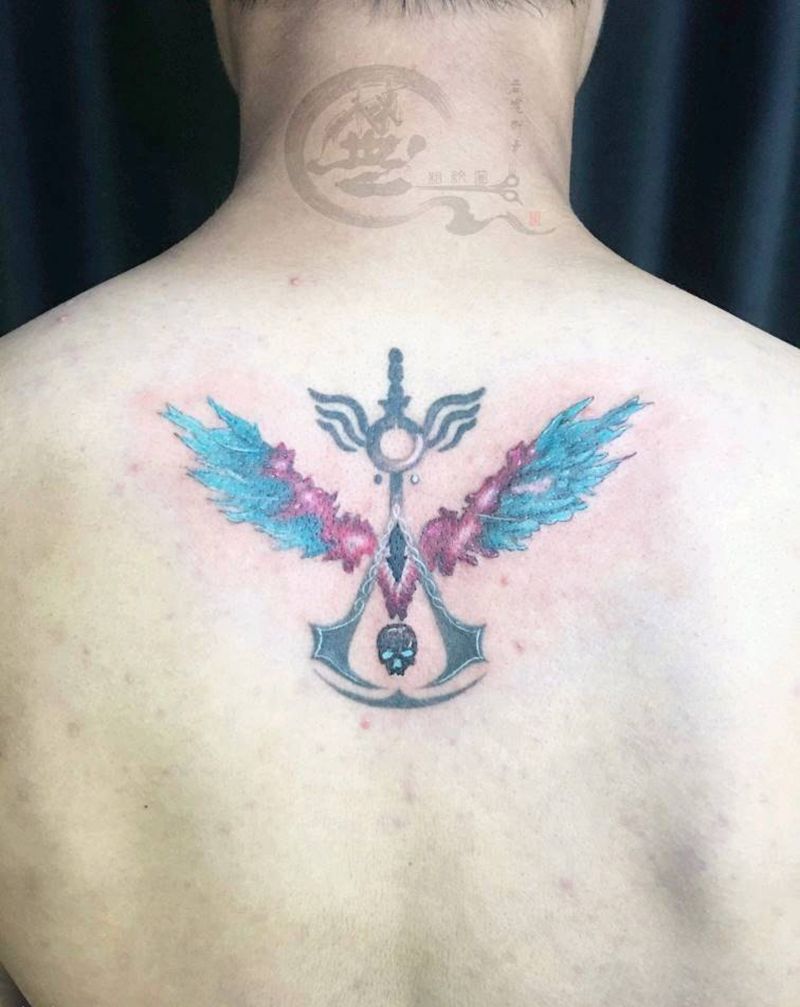 游戏，人生纹身图片_背部纹身图案